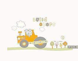 卡通小老鼠和火车向量