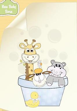 可爱风格的明信片设计矢量图02