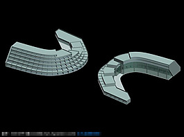 两栋倒拱形建筑模型3D效果图