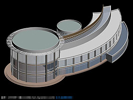 弧形会所建筑模型
