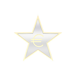 在星孤立在白色标志的金欧元