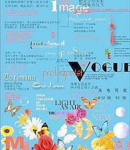 PSD字体 鲜花 蝴蝶 泡泡素材 下载