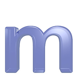 一个小写字母的字符集的蓝色玻璃