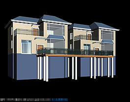 圖別墅建築模型小洋房模型圖精品別墅模型建築3d渲染圖別墅客廳模型