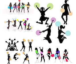 动态美黑白剪影矢量