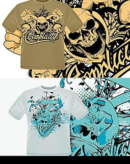 潮流Tshirt 图案矢量
