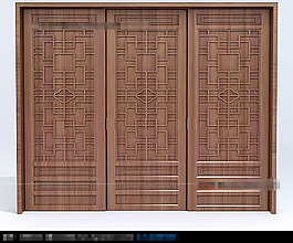 3D中式图案木门模型图