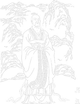 古代孔丘线条矢量画