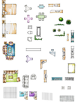 手绘室内户型图素材