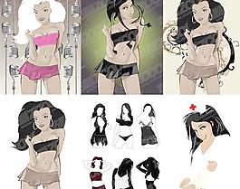 6款性感女性插画矢量素材