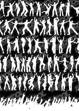 几十个人物舞蹈动作剪影矢量素材