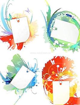 油墨的背景和空白的卡片矢量素材