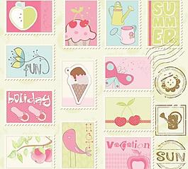 邮票02矢量卡通插画