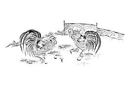 公鸡吃米图向量