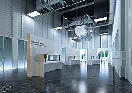 现代苹果公司展厅3D效果图