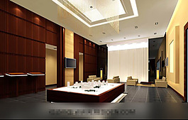 现代简约售楼展厅模型效果图