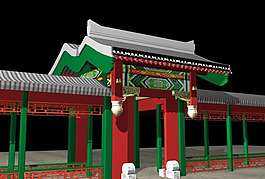 中国古代走廊模型素材