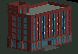 欧式风格方形公共建筑大楼模型