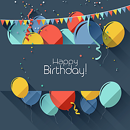 精致气球生日背景矢量素材