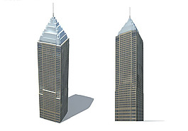 两栋高层公共建筑商业大厦3D模型