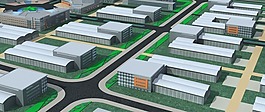 现代工厂建筑群3D模型设计