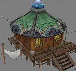 卡通类木头房子