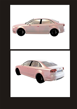 粉色奥迪轿车3d模型