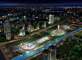 城市广场夜色