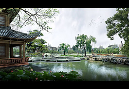 园林湖畔景观