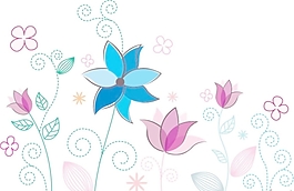 蓝色和粉色花朵