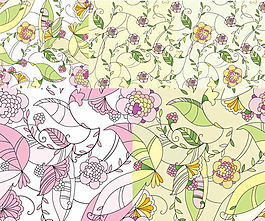 彩绘植物布艺背景