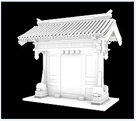 古建-独立担梁式垂花门模型