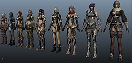 8套美女战士模型.