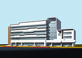 现代风格大型商业办公楼设计3D模型