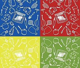 手绘生活用品背景矢量素材