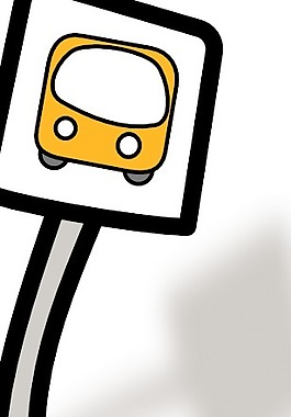 有趣的巴士站的剪辑艺术