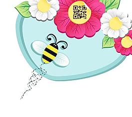 矢量蜜蜂炫彩花朵