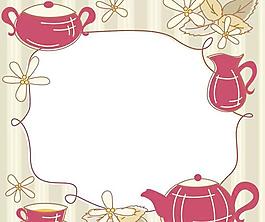 矢量茶壶插画花边矢量图