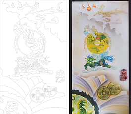 吉祥物吉祥艺术玻璃玄关