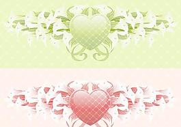 精美心形图案与百合花矢量图