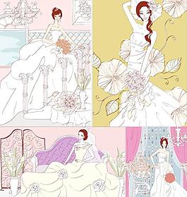 淡雅婚纱插画矢量图