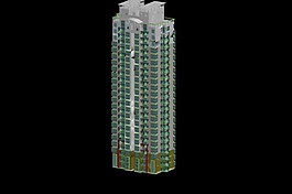 二十三层独栋塔式住宅楼模型