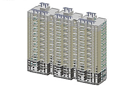 二十一层三联排塔式住宅楼模型