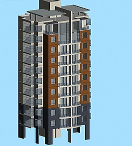 十层塔式住宅楼模型