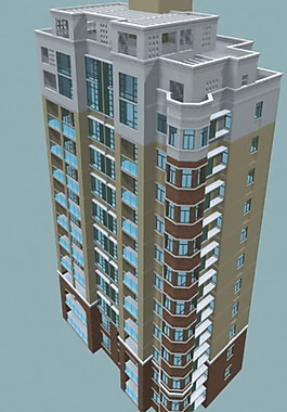 十一层板式住宅楼侧面模型