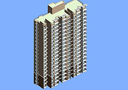 独栋塔式高层住宅楼模型