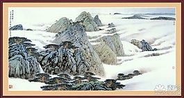 山水中堂画3psd素材