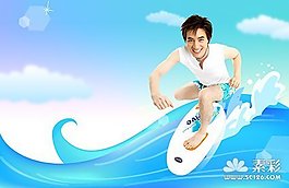 韩国风格夏日背景人物psd素材