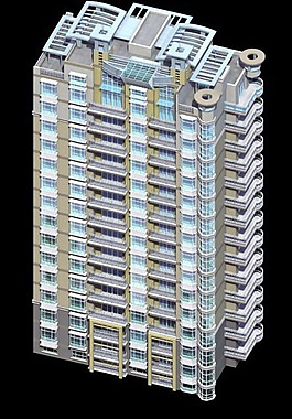 小高层塔式住宅楼3D模型