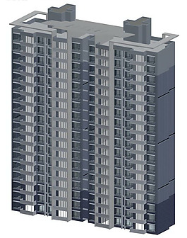 高层两栋塔式住宅楼模型
